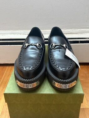 Gucci Men’s Black Leather Creeper Platform Loafers